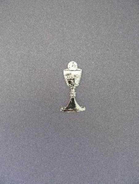 Wachsornament "Kelch mit Hostie" hochglanz silber