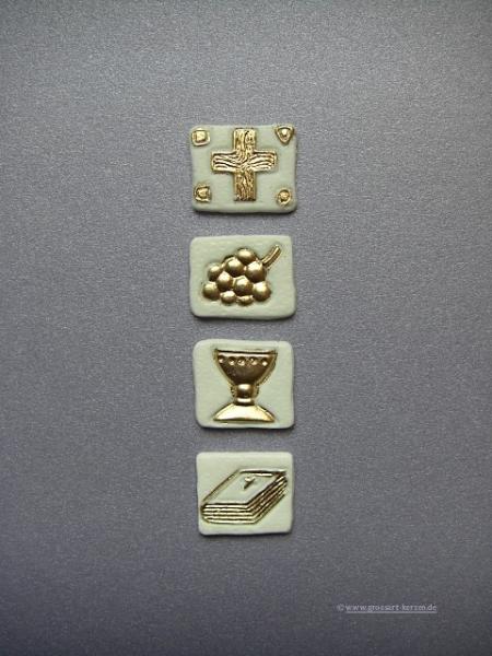 Verzierwachs "Kreuz-Traube-Kelch-Buch" gold