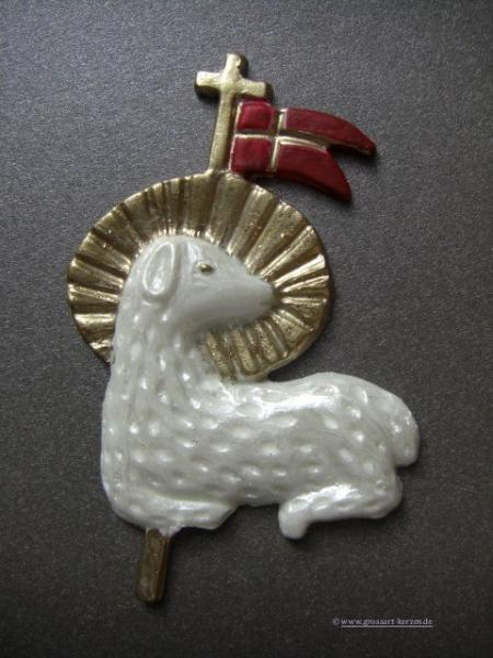 Verzierwachs "Lamm sitzend mit Fahne"
