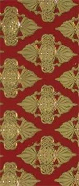 Wachsplatte Ornament rot-gold geprägt