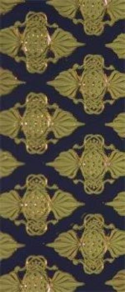 Wachsplatte Ornament blau-gold geprägt