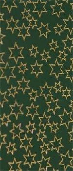 Wachsplatte  Sterne grün-gold geprägt