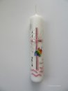 Kommunionkerze-Konfirmationskerze Mädchen , Kreuz - Rosa / Fisch - Regenbogen  modern