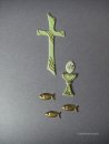Verzierwachs -"Kreuz, Kelch und Fisch" bemalt